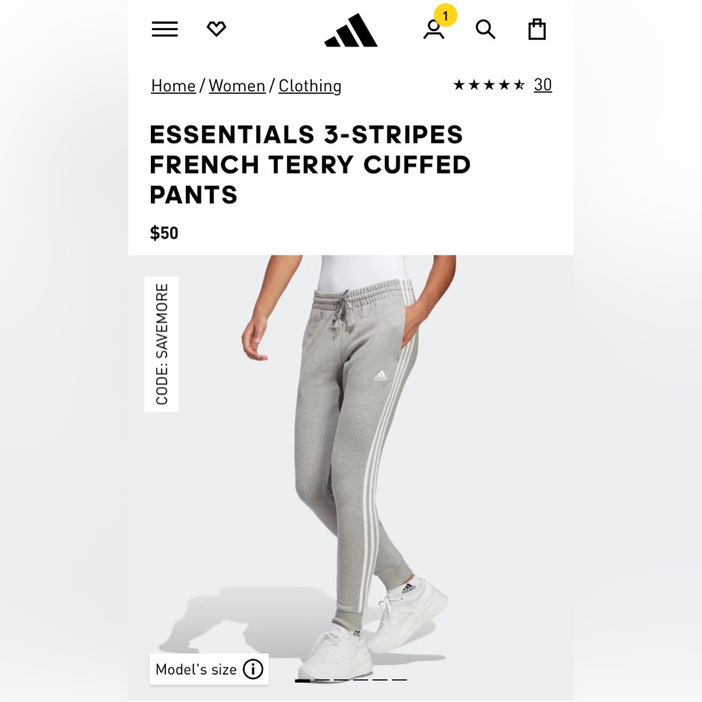 Adidas ESSENTIALS 3-STRIPES FRENCH TERRY CUFFED PANTS